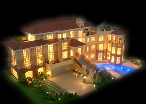 Fabricant modèle architectural miniature résidentiel, adapté aux besoins du client allumant le modèle d'échelle fournisseur