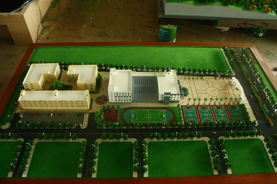 fabricant modèle architectural miniature du bâtiment 3D scolaire, modèles d'échelle de disposition d'école d'éclairage fournisseur