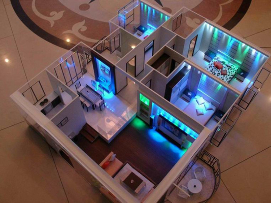 Fabricant modèle architectural miniature de bâtiment commercial avec le système d'éclairage fournisseur