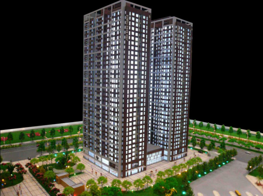 Fabricant modèle architectural miniature de bâtiment commercial avec le système d'éclairage fournisseur