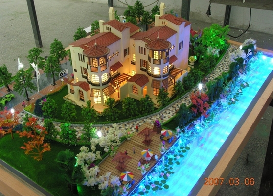 fabricant modèle architectural de la villa 3D, allumant la fabrication de modèle d'échelle de villa fournisseur