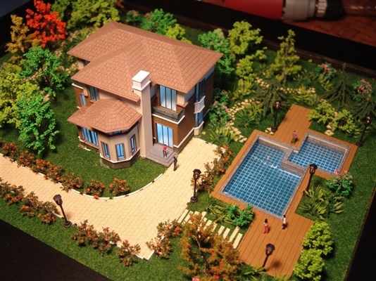 fabricant modèle architectural de la villa 3D, allumant la fabrication de modèle d'échelle de villa fournisseur