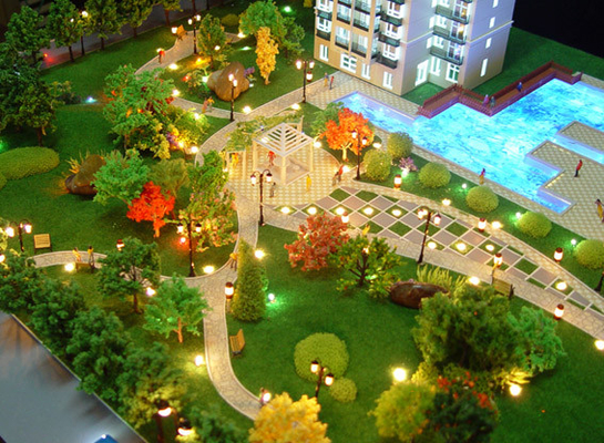 Paysage miniature de modèle d'échelle d'éclairage pour Real Estate établissant la disposition modèle fournisseur